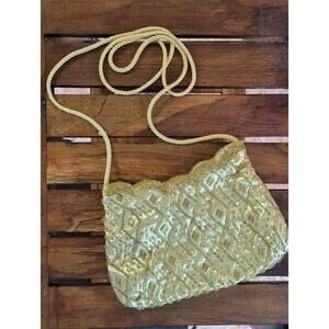 Carla Marchi Gold Beaded Cross Body Clutch 8x5 Vintage